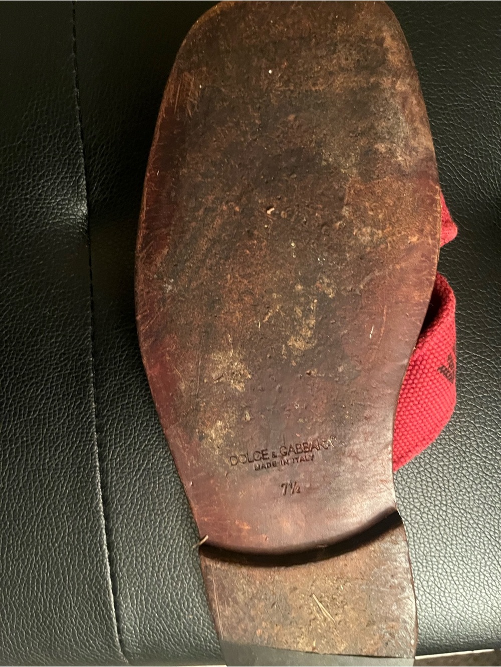 Dolce & Gabbana Red Slip-On Sandal with Leather Sole